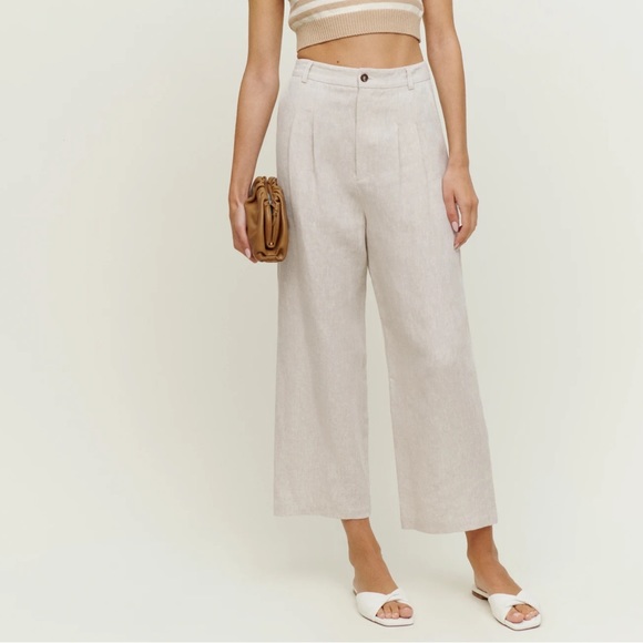 Reformation Pants - NWT Reformation Genevieve Linen Pant in Oatmeal Size 6